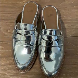 Metallic Silver Loafers